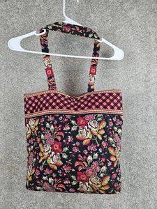 Vera Bradley Medium Tote Bag Red and Black Floral Rose Plaid Purse - Picture 1 of 9