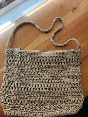 The Sak Brown Khaki Tan Woven Crochet Shoulder Bag Tote Purse  - Image 1 of 4