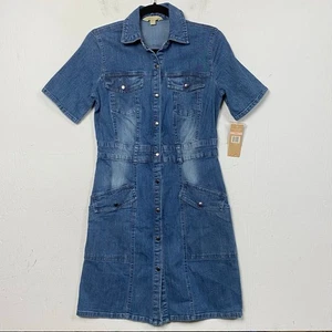 Vestido de mezclilla Hope & Harlow azul explosión arena frente a presión talla 2 - Imagen 1 de 9