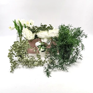 Assorted Artificial Plants/Greenery for Home Decor in White/Green Lot of 6 - Picture 1 of 6