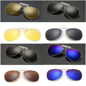 Men's Sunglasses Clip-on Flip-Up Polarized UV400 Lenses Driving Vision Glasses 