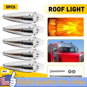 5x Clear/Amber 17 LED Torpedo Cab Marker Roof Light For Peterbilt Kenworth Mack - Picture 1 of 15