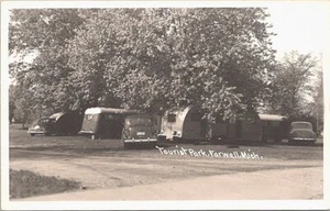 Farwell Michigan RPPC Trailer Park 1940s - Picture 1 of 2