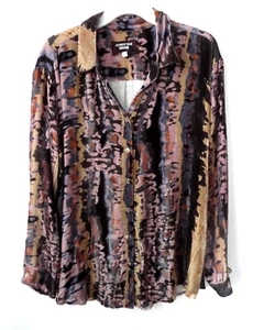 Johnny Was Workshop XL Velvet big shirt ~ bold colorful pre-loved barely used - Picture 1 of 7