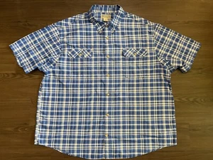 Duluth Trading 3XL blau/weiß kariert 2 Taschen Polyester S/S Button-Down-Hemd - Bild 1 von 6