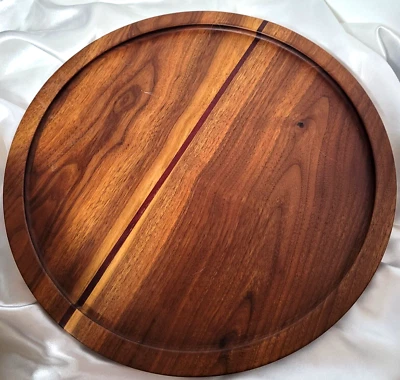 Walnut / Purplewood Solid Wood Round Serving Platter 14" Signed Thomas McCormick - Image 1 of 4