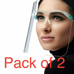 2 Full Face Shield Visor Glasses Guard Protection Safety Covering Clear Anti Fog