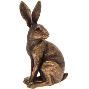 Reflections Sitting Hare Rabbit Figurine Bronze Antique Resin Ornament Decor - Foto 1 di 3