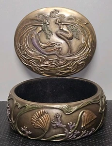 2006 Veronese 5¼" Long Mermaid Jewlery Box Lidded Trinket Dish Top Collection - Picture 1 of 9