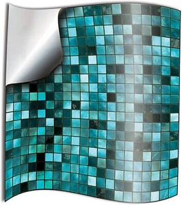 24 x Fliesenstile Aufkleber Türkis Blau Grün Fliesenaufkleber Bedruckt Mosaik 15cm - Bild 1 von 7