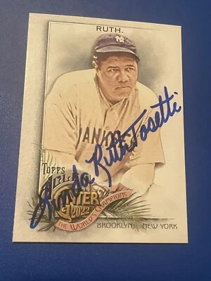 LINDA RUTH TOSETTI SIGNED 2022 TOPPS TRADING CARD GRANDAUGHTER OF BABE RUTH ! - Image 1 of 4