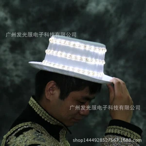 LED Light Glow Hat Halloween DJ Dancer Stage Show Luminous Cap Cosplay Props - Picture 1 of 23