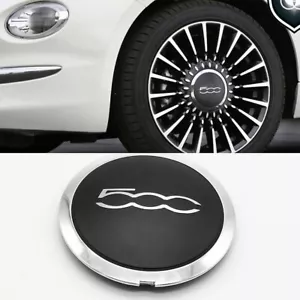 For Fiat 500 Alloy Wheel Cover Centre Cap Black And Chrome Silver 133mm 51884863 - Picture 1 of 7