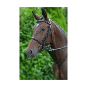 Hy Equestrian Bib Martingale Black or Brown Leather Stops Reins Widening Cob/Ful - Picture 1 of 2