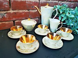 CHODZIEZ MID CENTURY RETRO COFFEE SET, RARE GILDED MODERNIST VINTAGE COFFEE SET - Picture 1 of 6