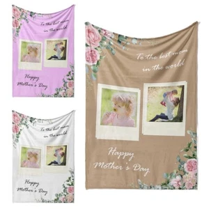 Upload Your Own Photos Mother's Day Warm Fleece Memory Blanket Throw Decoration - Picture 1 of 8