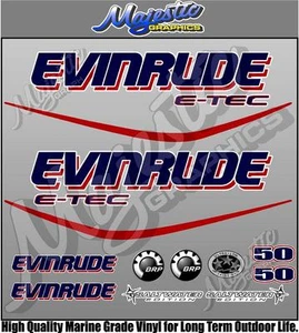 EVINRUDE ETEC - 50hp - OUTBOARD DECALS - Picture 1 of 1
