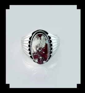 Handgefertigter Sterling und Wildpferd Magnesit Herrenring Größe 12 - Bild 1 von 7