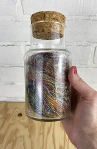 Vintage Glass Jar Of Scrap Sewing Thread, Thread Bits ~ Neat Sewing Decor! - Picture 1 of 7
