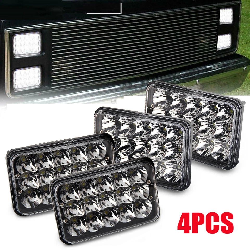 Faros LED negros sellados punto 4 piezas 4x6" haz alto/bajo aptos para Chevy C10 C20 K20 Foto 1 de 4