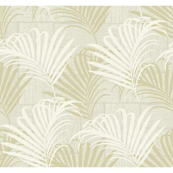 Wallpaper Hollywood Palm Beige Cream & Shiny Gold on Cream Faux , 60 sq ft rolls - Image 1 of 1