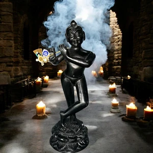 Estatua de mármol de 12" del Señor Krishna escultura intrincadamente diseñada para habitación pooja diciembre - Imagen 1 de 4