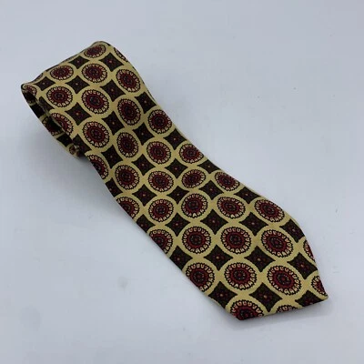 Vintage 60s Wembley 52” Skinny Mod Yellow Flower and Square Silk Neck Tie USA - Image 1 of 3