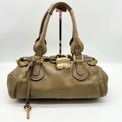 Auténtico bolso de mano Chloe Paddington beige candado dorado herrajes Y2K Foto 1 de 4
