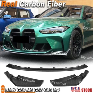 Real Carbon Front Bumper Lip Spoiler Splitters For BMW G80 M3 G82 G83 M4 2021-25 - Picture 1 of 12