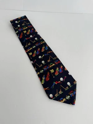 Alynn Neckware Tie- "Golfing Medley" - 100% Silk - Colorful Golf - Golf Tie - Image 1 of 4