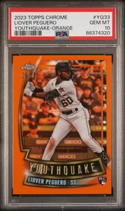 2023 Topps Chrome Youthquake #YQ33 Liover Peguero Pirates Orange /25 PSA 10 - Picture 1 of 2