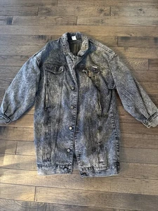 Vintage (selten) Damen Acid Wash Jeansjacke Größe M extra lang - Bild 1 von 8