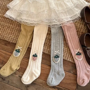 Kids Cotton Ribbed Tights Soft Stretchy Leggings For Spring Autumn Seasonal Wear - Picture 1 of 15