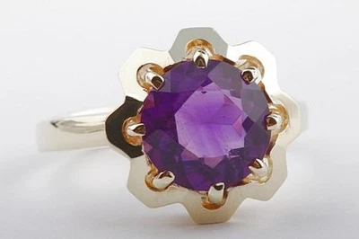 Amethyst Ring 585 14K Gelb Gold Gr 62 Top! # - Bild 1 von 4