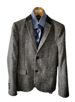 Topman Mens Tweed Jacket 36" Grey mix Herringbone Twill Blazer Wool Blend 0447 - Image 1 of 4