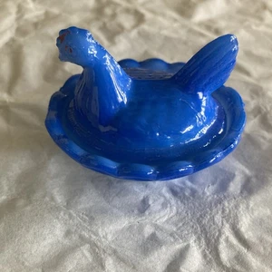 Vintage Mini blau markiert Westmoreland Henne auf einem Nest Hühnernest - Bild 1 von 9