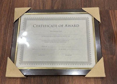 "Marco de madera para certificado de premio marrón y dorado 10,5"" * 13"" nuevo" Foto 1 de 4