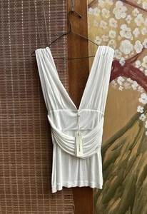 Vintage Y2K Miss Sixty White Viscose Draped Tank Top Size M - Picture 1 of 5