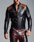 MENS GENUINE SHEEP LEATHER BLACK CATSUIT FRONT ZIPPER OVERALL BODYSUIT JUMPSUITS