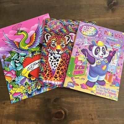 3x Lisa Frank De Colección Ed Hardy Carpeta Cazador Libro para Colorear, Pintura Panda Lote de 3 Foto 1 de 4