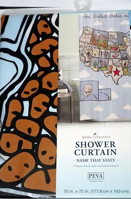 HOME CLASSICS Cortina de Ducha "Name That State" Multi PEVA 70 in.x 72 in. Etiquetas nuevas Foto 1 de 4