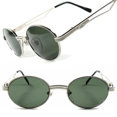 Óculos de sol redondo oval prata vintage retrô moda old school masculino feminino - Imagem 1 de 4