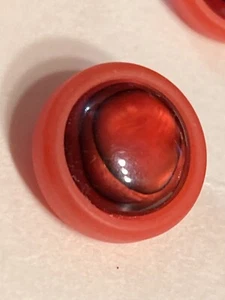 VTG 3 Le Chic Plastic Buttons Red Marbled Dome with Red Edge Self Shank 5/8" NEW - Picture 1 of 4