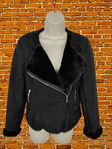 CHAQUETA ABRIGO MUJER ZARA TRAFALUC TALLA UK PEQUEÑA PIEL SINTÉTICA CREMALLERA MOTOCICLISTA AVIADOR - Imagen 1 de 5