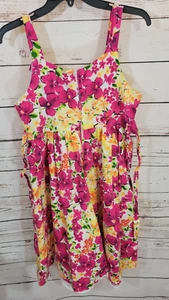 Bonnie Jean Casual Dress Kids Girls Pink Floral Print Sleeveless Pleated Sz 16.5 - Picture 1 of 12