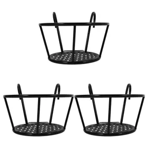 3 Pcs Hanging Flower Pot Rack Outdoor Wall Decor over Railing Planter Holder - Picture 1 of 12