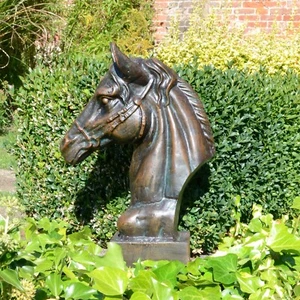 Race Horse Head Bronze Metal Garden Ornament - Picture 1 of 8