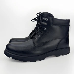 UGG STENTON BLACK LEATHER SHEEPSKIN MEN'S BOOTS US SIZE 12 - Picture 1 of 22
