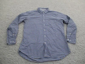 J. Mclaughlin Shirt Mens Large Blue Button Cotton Check Preppy Casual Trim A2 - Picture 1 of 8