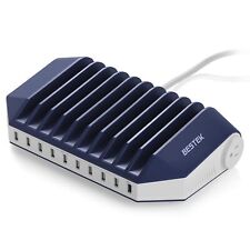 BESTEK Power Station with Quick Charge 3.0, 66W 10 Port USB 66W, Blue 